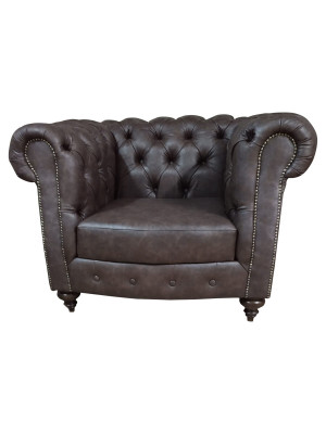 Chesterfield fauteuil bank 1-zits leren lounge stoel luxe éénzitter