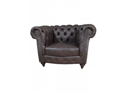 Chesterfield fauteuil bank 1-zits leren lounge stoel luxe éénzitter
