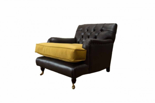 Sofa Bank Leren Bruin Lounge Bekleding Zetel Luxe Ontwerp Club