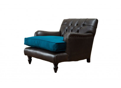 Chesterfield fauteuil bank 1-zits bank gestoffeerde bank leer grijs