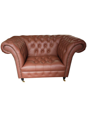 Luxe Chesterfield fauteuil lederen zitting lounge fauteuil bruin modern