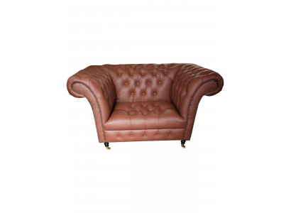 Luxe Chesterfield fauteuil lederen zitting lounge fauteuil bruin modern