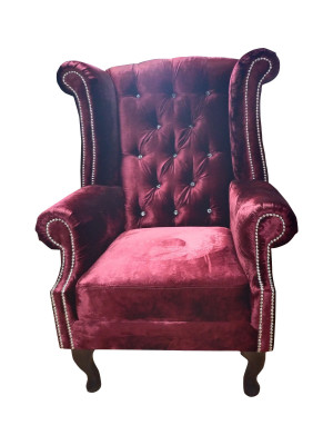 Ohrensessel Chesterfield Fauteuil Fluweel Rood Bankstel 1-Zits Modern