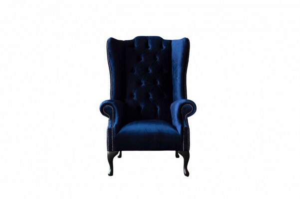 Ohrensessel Chesterfield Bank Bankstel 1-zits Fauteuil Textiel Blauw