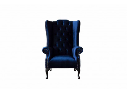 Ohrensessel Chesterfield Bank Bankstel 1-zits Fauteuil Textiel Blauw