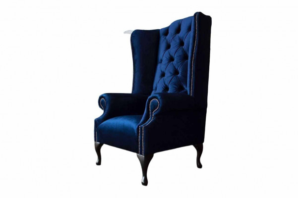 Ohrensessel Chesterfield Bank Bankstel 1-zits Fauteuil Textiel Blauw