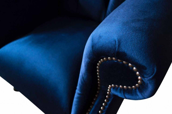 Ohrensessel Chesterfield Bank Bankstel 1-zits Fauteuil Textiel Blauw