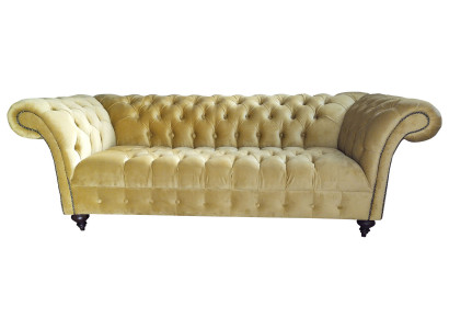 Luxe bankstel met drie zitplaatsen in Chesterfield design stofbank Modern.