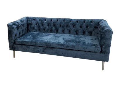 Luxe Chesterfield bankstel met 3 zitplaatsen van textiel, modern, blauw turquoise.