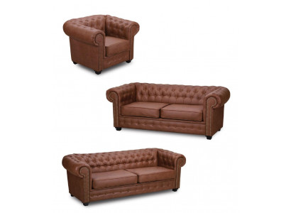 Sofa Chesterfield 3+2+1 Woonkamerset Meubels Bankstel Stof Textiel