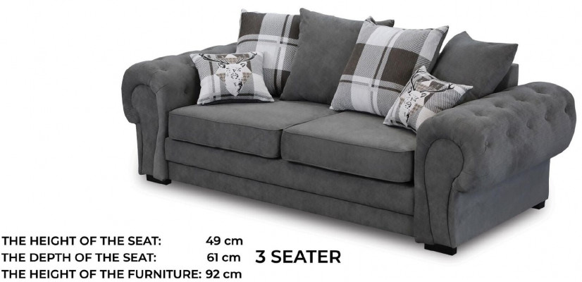 Driepersoonsbank Beklede meubels Velours bankstof Bank van 224 cm Bankstellen