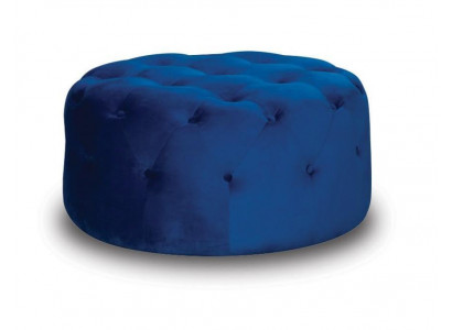 Poef voetenbank Poef stoel Woonkamer Stof Blauw Luxe Zitmeubel