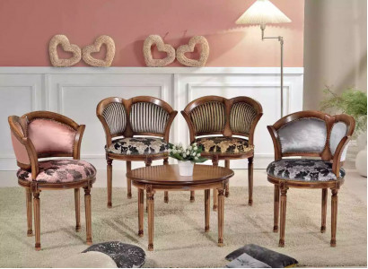 Woonkamerset Salontafel Stoelen Designer Klassieke meubelset 5-delig.   Woonkamerset Salontafel Stoelen Designer Klassieke meubelset 5-delig.