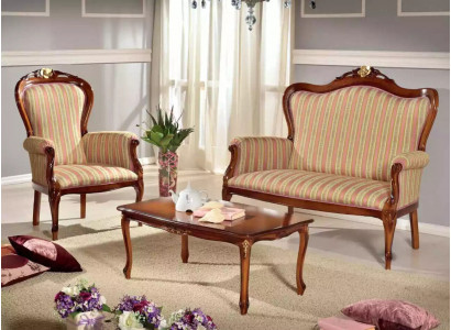 Klassieke bankstel Zitmeubilair Driepersoonsbank Salontafel Luxe