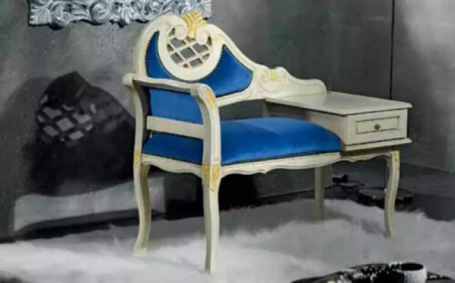 Klassieke Blauwe Bank Luxe Zitmeubels Stof Textiel Nieuwe Stoel