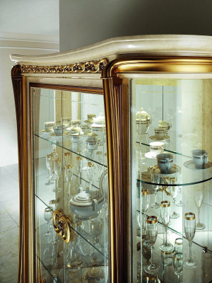 Vitrine Vitrinen Schrank Glasschrank Wohnzimmer Regal Rokoko Barock Echtes Holz - Toonkast Weergavekast Woonkamer Rek Rococo Barok Echt Hout