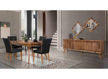 Eetkamerset Eettafel 4 stoelen dressoir tafels hout design groep garnituur 6-delig