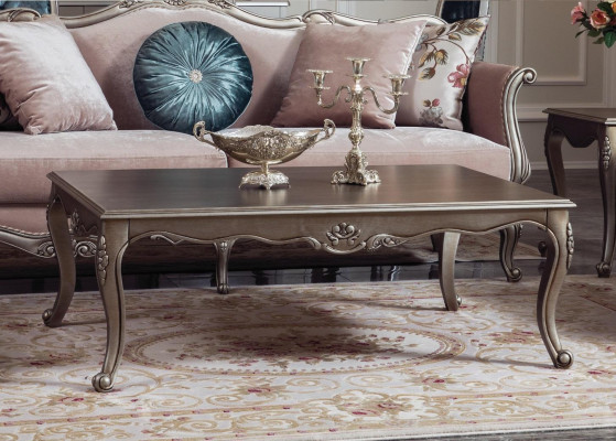 Houten salontafel Luxe koffietafel tafel Ontwerptafel Woonkamer Zilver