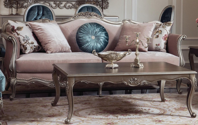 Houten salontafel Luxe koffietafel tafel Ontwerptafel Woonkamer Zilver