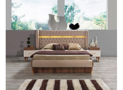 Bed bekleding ontwerp luxe dubbel hotel Chesterfield houten meubels nieuw.