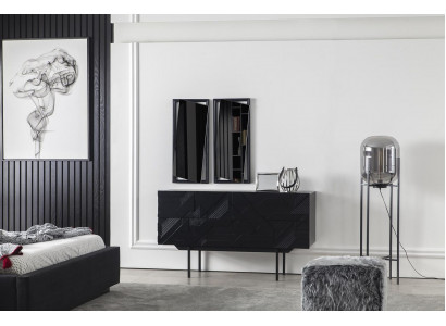 Zwarte ladekast sideboard kast dressoir ladenkasten kasten 138cm meubels