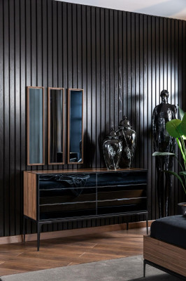 Ladenkast Handig voor de slaapkamer zwart met opbergruimte 139cm dressoir