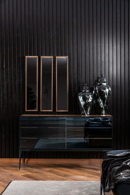Ladenkast Handig voor de slaapkamer zwart met opbergruimte 139cm dressoir
