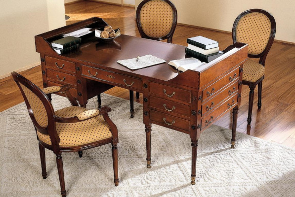 Tafel met stoel houten bureau bureau met laden werktafel 2-delig