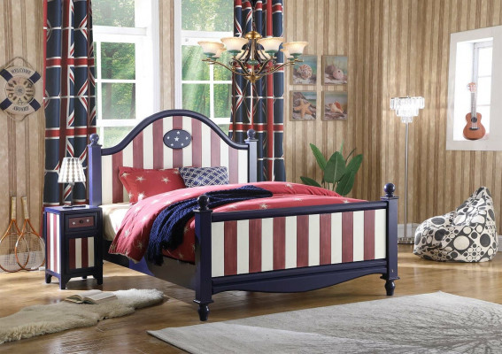 Bed nachtkastje 3-delig slaapkamer set ontwerp Amerikaanse stijl luxe beddengroep