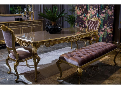 Eetkamerset Eettafel Klassiek Echt Hout Luxe 4-delige Stoelset Groep