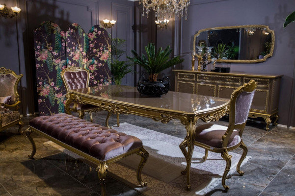 Eetkamerset Eettafel Klassiek Echt Hout Luxe 4-delige Stoelset Groep