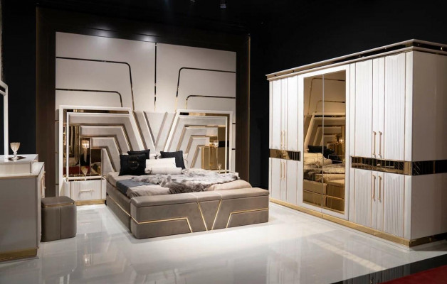 Slaapkamer set Bed 2x Nachtkastjes Kledingkast 7-delige Design Luxe nieuw