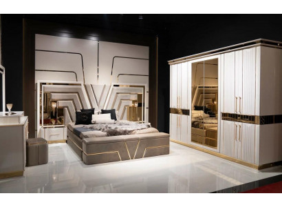 Slaapkamer set Bed 2x Nachtkastjes Kledingkast 7-delige Design Luxe nieuw