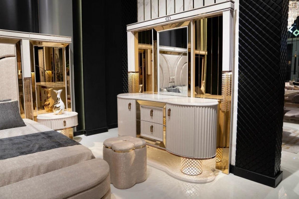 Slaapkamer set luxe make-uptafel met spiegel kruk design nieuw 2-delige.