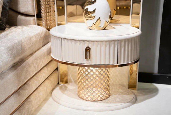 Slaapkamer set Bed 2x Nachtkastjes Kruk Luxe nieuw 5-delig Design Hout