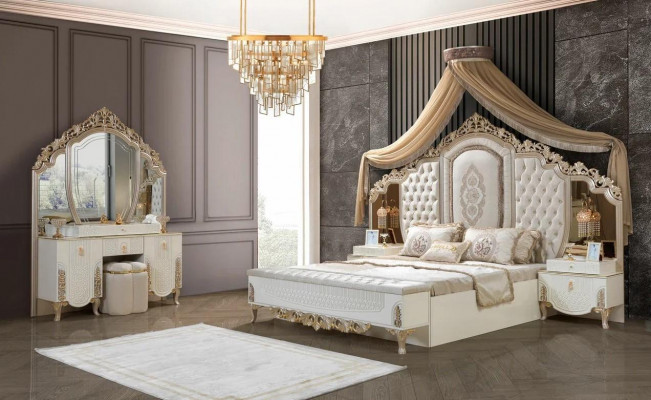 Slaapkamer set Bed met bank 2x Nachtkastjes Luxe nieuw 4-dlg Ontwerp Hout