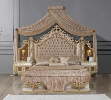 Slaapkamer set Bed 2x nachtkastjes Design Luxe nieuw 4-delig Beige