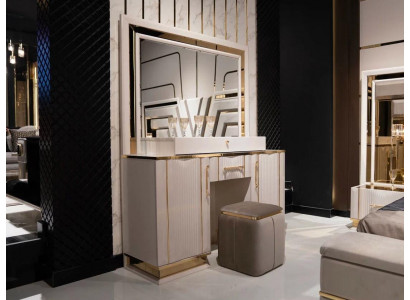 Slaapkamer set kaptafel met spiegel kruk design luxe nieuw 2-delig