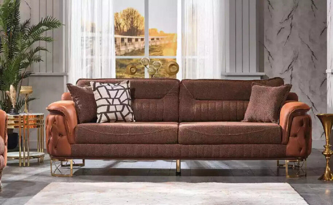 Bruine Chesterfield bankstel 3+3+1 zits designerbanken 3-delig.