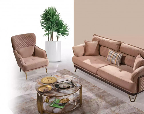 Bruine bankstel Luxe 3+3+1 zits woonkamer meubel bankstellen fauteuil