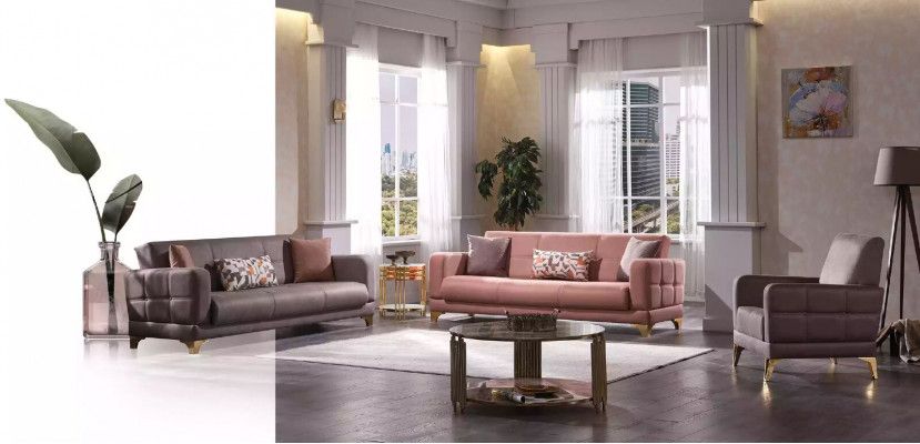 Luxe bankstel 3+3+1 set ontwerper textielbanken fauteuil éénzitter