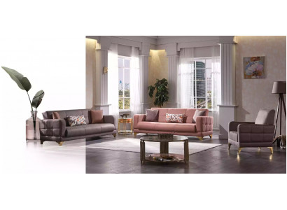 Luxe bankstel 3+3+1 set ontwerper textielbanken fauteuil éénzitter