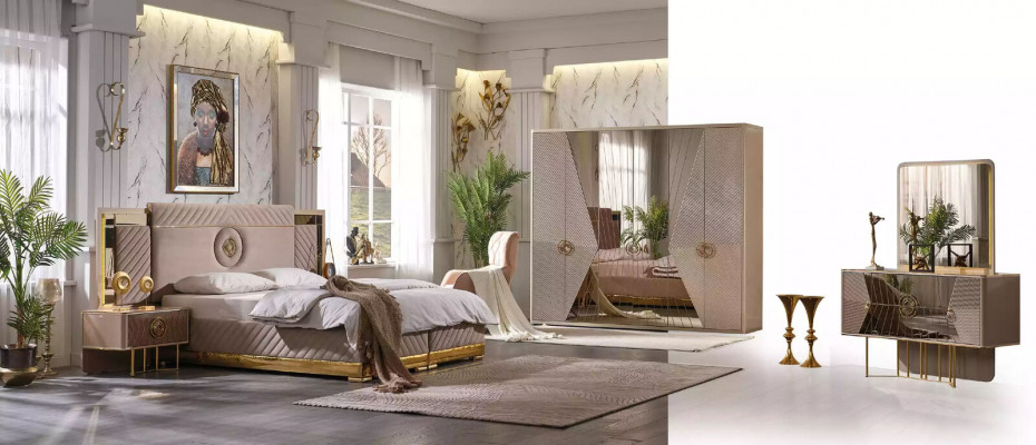 Luxe bed 2x nachtkastjes set bedden Nieuw tweepersoonsbed slaapkamerset 3-delig
