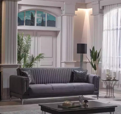 Grijze bank woonkamer driezitter fluwelen bankstellen 3-zits banken luxe meubels
