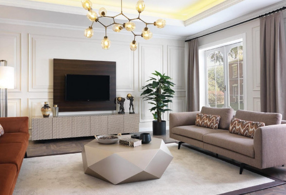 TV muurpaneel bekleding hout Luxe tv woonkamer muur tv meubels