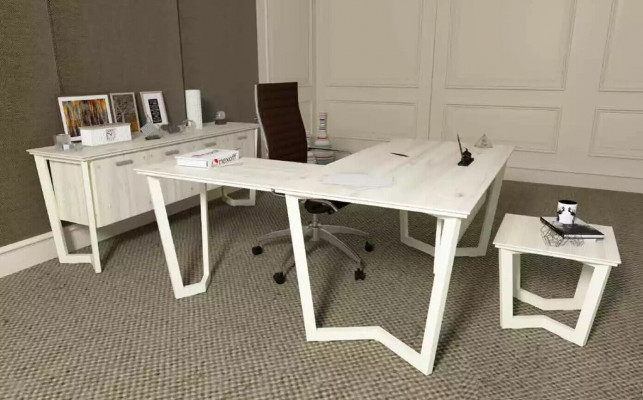 Moderne witte bureau Luxe hoektafel Houten meubilair Kantoor Nieuw