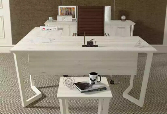 Moderne witte bureau Luxe hoektafel Houten meubilair Kantoor Nieuw
