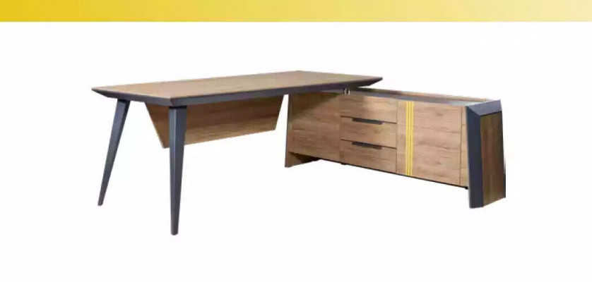 Houten hoekbureaus Moderne kantoormeubelen Bureau Houten meubels Bruin