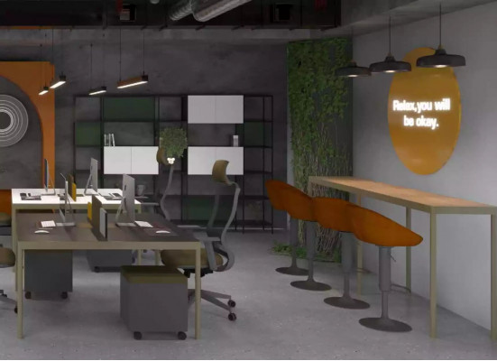 Modulaire kantoormeubelen, bureaus, luxe inrichting, houten meubels, nieuw.