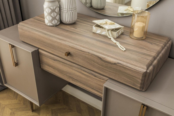 Slaapkamer Compleet tweepersoonsbed Bed Nachtkastjes Console 6-delig Grijs